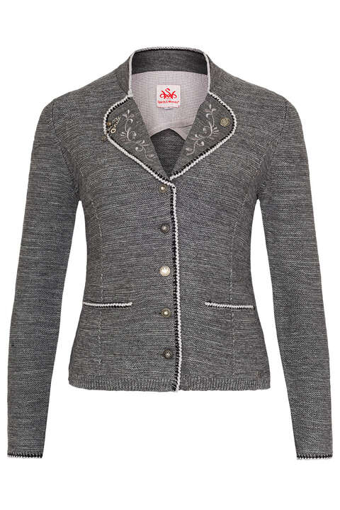 Damen Trachten-Strick-Blazer grau