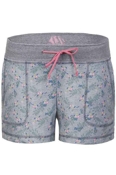 Damen-Sweat-Shorts mit Blumen stein/perlrosa