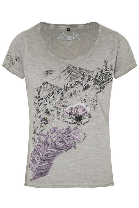 Damen T-Shirt 'Bergverliebt' grau