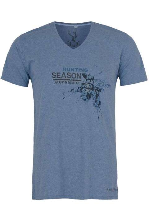 T-Shirt V-Ausschnitt Jagdrebell blau