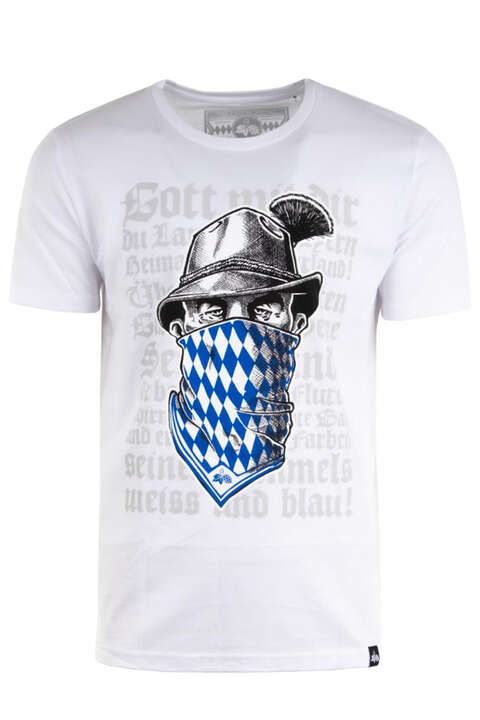 Herren T-Shirt Bayern-Hymne weiss