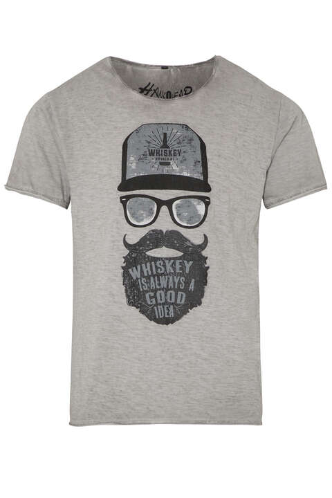 Herren T-Shirt 'WHISKEY HIPSTER' grau