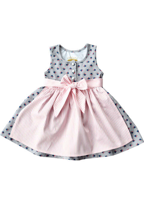 Baby-Dirndl mit Schrze rosa/grau