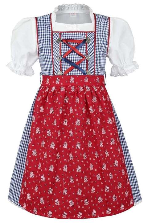 Kinderdirndl blau rot mit Bluse