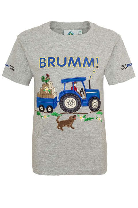 Kinder T-Shirt Traktorfahrer grau