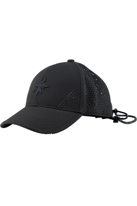 Unisex Cap mit Edelwei-Design fr Outdoor und Sport schwarz