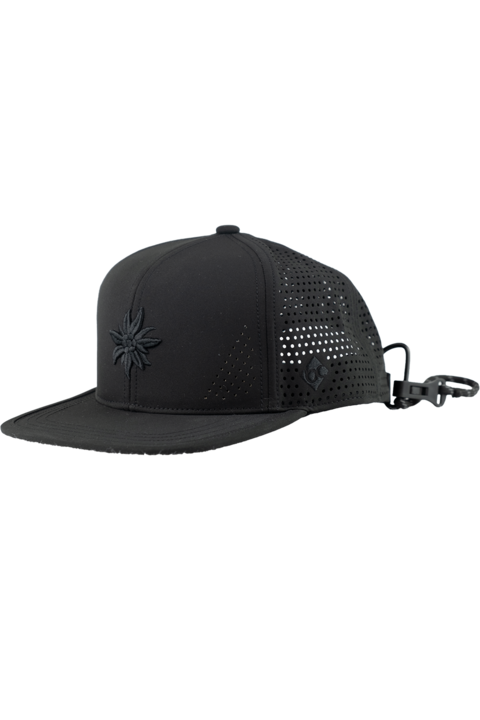 Unisex Cap mit Edelwei-Design und Sportfunktion schwarz