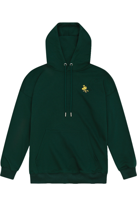 Hoodie mit Peanuts Stickerei und Druck 'Ned mit mir' dunkelgrn