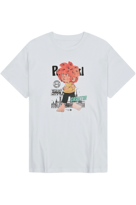 Herren T-Shirt mit Druck 'Pumuckls back in town' wei
