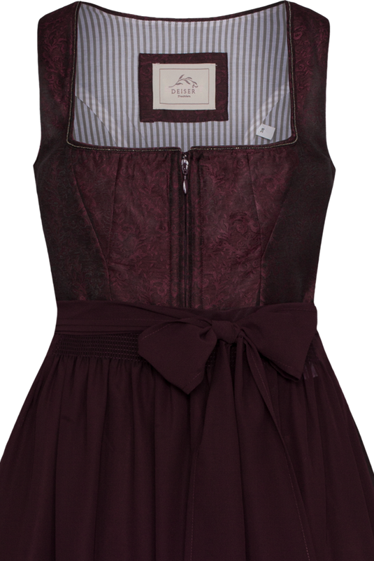 Damen Dirndl lang Trachten Deiser DK262-1005 BABSI/95 in 1302-BORDEAUX - Vorderansicht Detail oben
