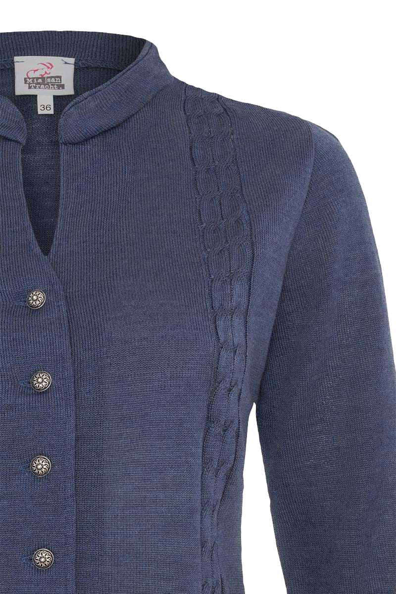 Dirndl Strickjacke mit Stehkragen Salzburgblau - Main Image