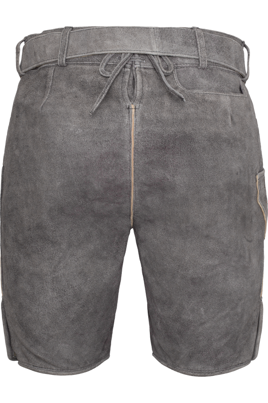 Herren Lederhose kurz bestickt mit Gürtel Gweih & Silk MIGUEL WILDBOCK M. GÜRTEL in TITANGRAU/SILBERGRAU - Rückansicht