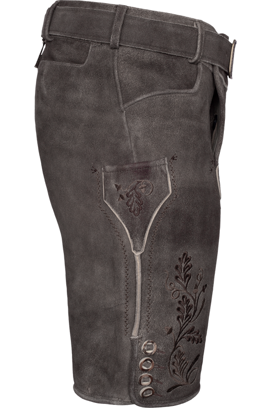 Herren Lederhose kurz Geweih & Silk PEDRO WILDBOCK M. GÜRTEL in BISON/SCHOKO - Seitenansicht