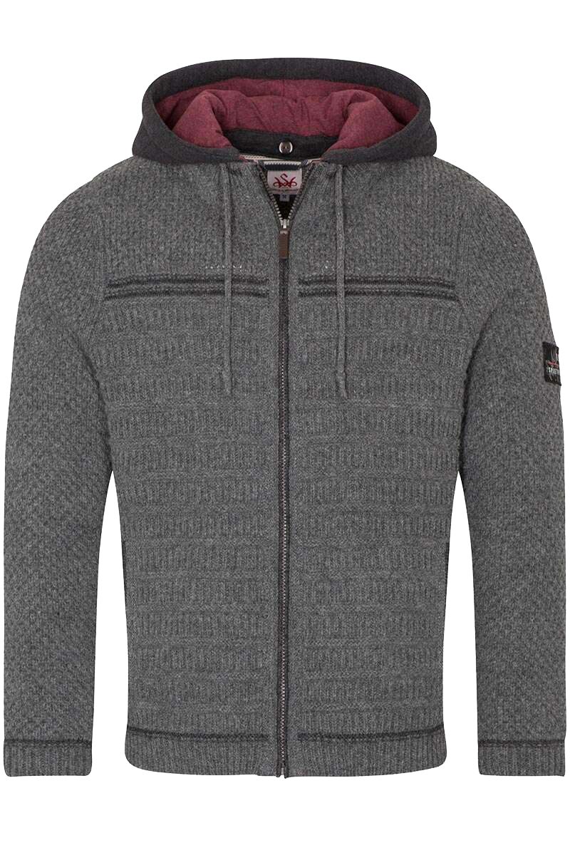 Sportive Herren Trachten Strickjacke mit Kapuze