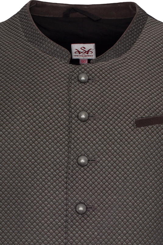 Herren Trachtenweste Jacquardmuster Spieth & Wensky KOSTA in BRAUN - Vorderansicht Detail oben