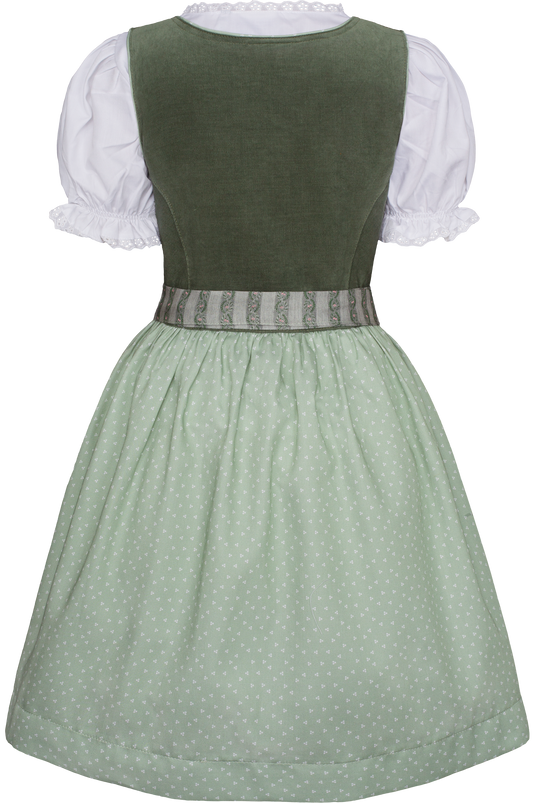 Kinder-Corddirndl mit Bluse Isar-Trachten 63226 M. BLUSE in GRÜN - Rückansicht