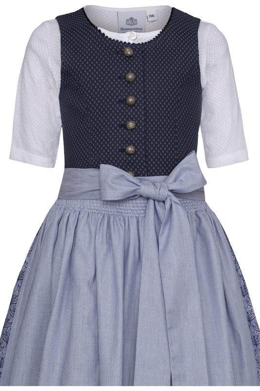 Kinder Dirndl mit Bluse Hammerschmid BERGSEE 262-6001 in 40-DUNKELBLAU - Vorderansicht Detail oben