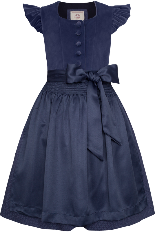 Kinder Veloursdirndl Trachten Deiser MK262 2024 ELISA in 1595-TAUBENBLAU - Vorderansicht