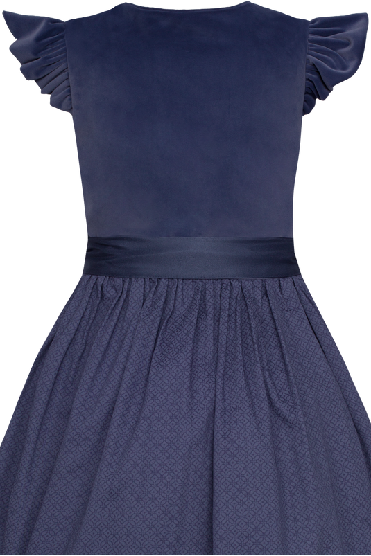 Kinder Veloursdirndl Trachten Deiser MK262 2024 ELISA in 1595-TAUBENBLAU - Rückansicht Detail oben